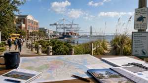 Coastal Georgia weekly briefing image showing Savannah planning, Tybee sea turtle nesting, school achievement, port logistics, and public health awareness.